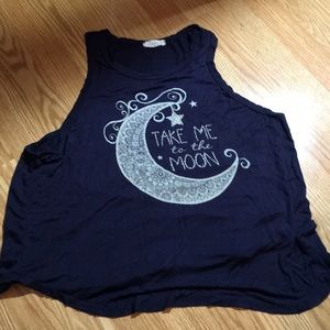 The tank top says take me to the moon